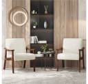 Yaheetech Loungesessel Beige Kordstoff mit Massivholzbeinen Bild 3