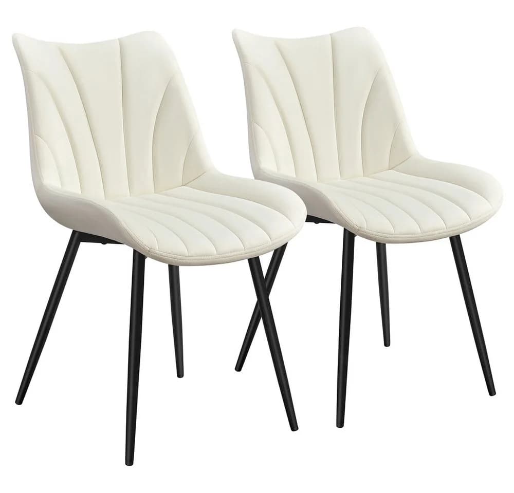 Yaheetech Esszimmerstuhl Gepolsterte Küchenstühle mit Metallbeinen 2er-Set Vertikal Gestepptes Design Beige - Bild 2