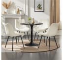 Yaheetech Esszimmerstuhl Gepolsterte Küchenstühle mit Metallbeinen 2er-Set Vertikal Gestepptes Design Beige Bild 3