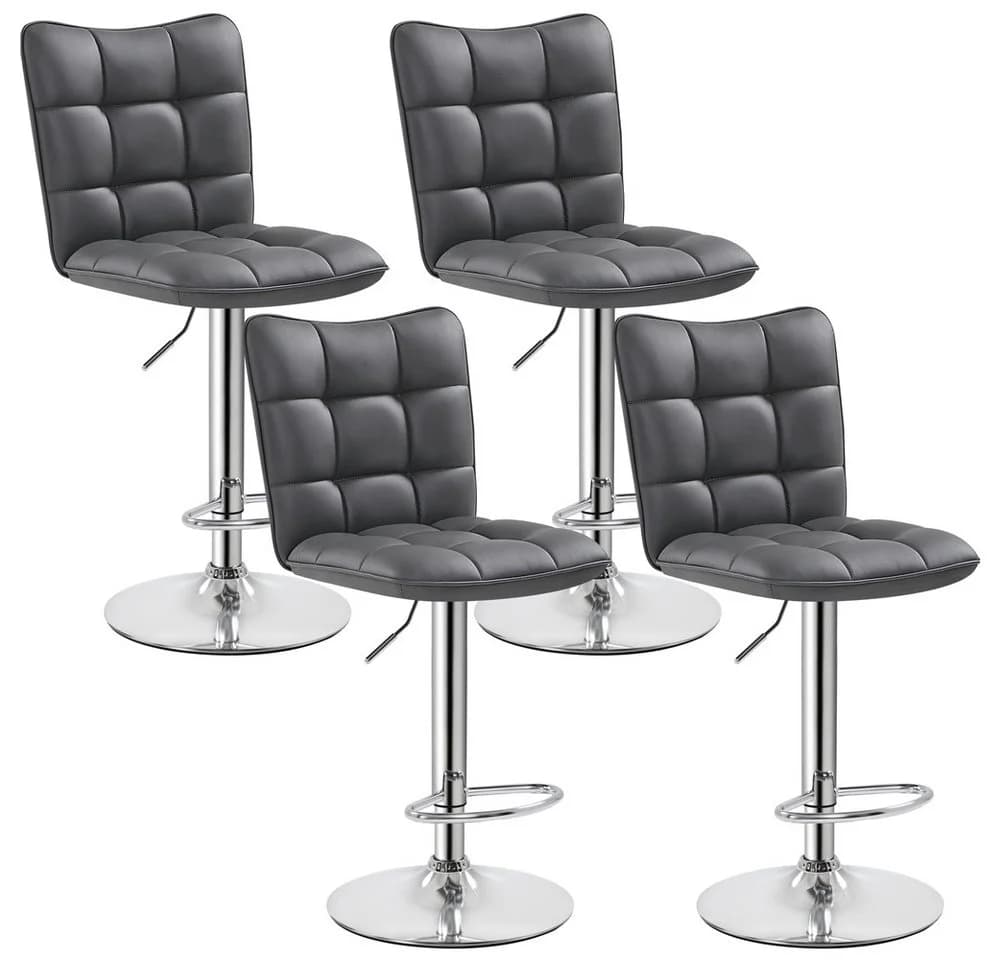 Yaheetech Barhocker 4er Set Grau Höhenverstellbar mit Fußstütze - Bild 2