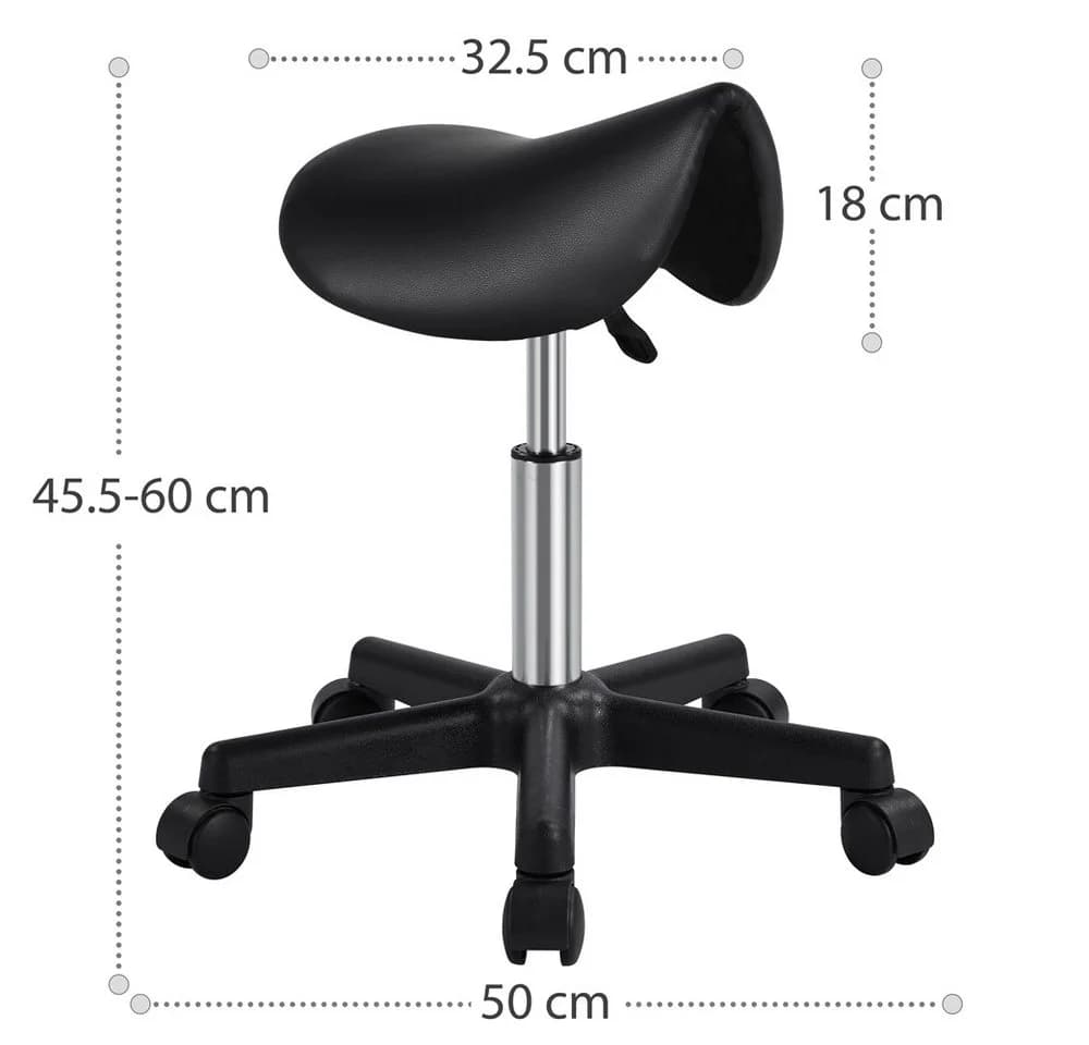 Yaheetech Drehhocker Höhenverstellbarer Sattelhocker mit 5 Rollen (2 St) Moderner 2er-Rollhocker Praxishocker - Bild 4