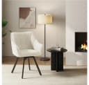 Yaheetech Esszimmerstuhl Polsterstuhl drehbar 1 St. Beige Küchenstuhl mit Armlehnen & Rückenlehne & Metallbeine Bild 1