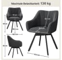 Yaheetech Esszimmerstuhl 4er-Set Dunkelgrau mit Armlehnen & Drehfunktion Bild 4