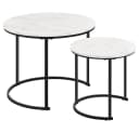 Yaheetech Couchtisch-Set 2er Beistelltisch Sofatisch Runder Tischplatte Metallgestell Marmorweiß Bild 2