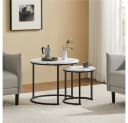 Yaheetech Couchtisch-Set 2er Beistelltisch Sofatisch Runder Tischplatte Metallgestell Marmorweiß Bild 3