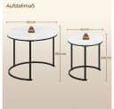Yaheetech Couchtisch-Set 2er Beistelltisch Sofatisch Runder Tischplatte Metallgestell Marmorweiß Bild 4