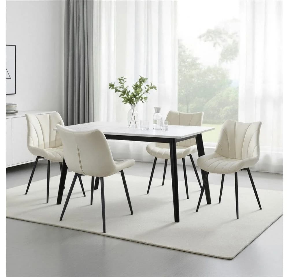 Yaheetech Esszimmerstuhl Gepolsterte Küchenstühle mit Metallbeinen 4er-Set Beistellstühle mit Vertikal Gestepptem Design - Bild 3