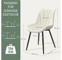 Yaheetech Esszimmerstuhl Gepolsterte Küchenstühle mit Metallbeinen 4er-Set Beistellstühle mit Vertikal Gestepptem Design Bild 4