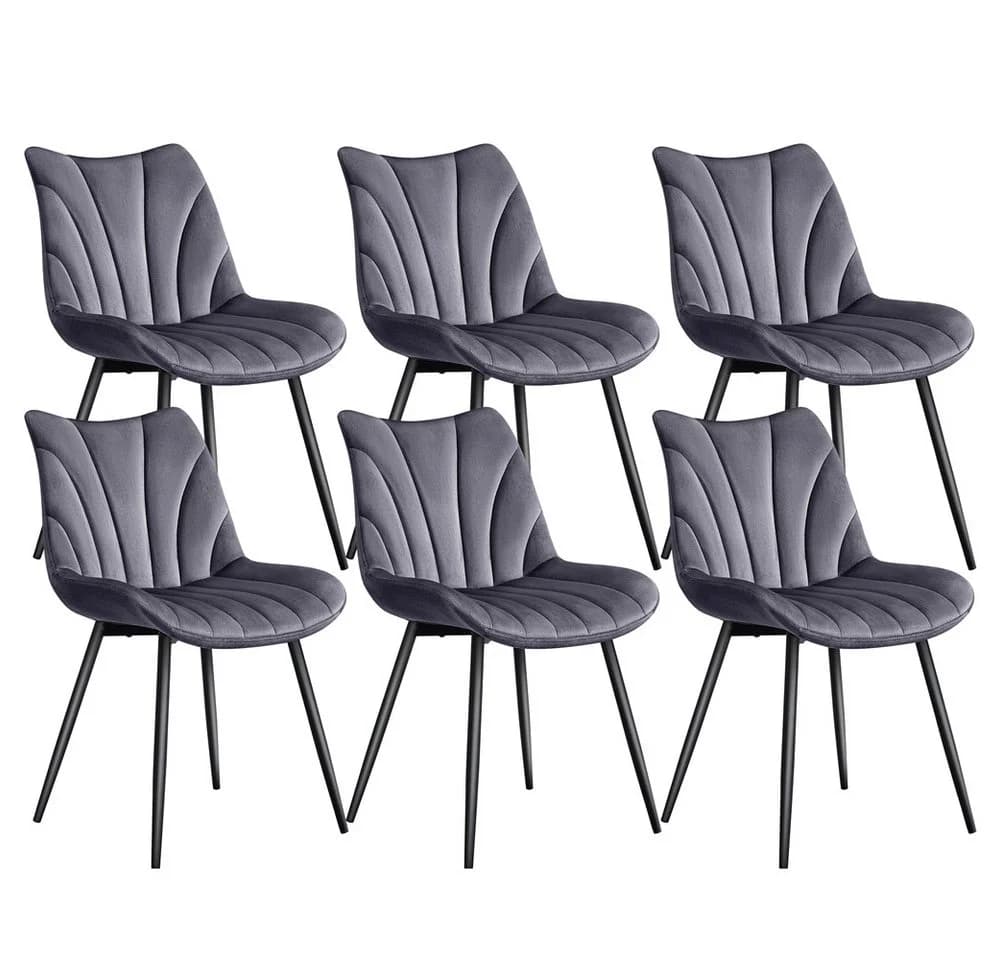 Yaheetech Esszimmerstuhl Gepolsterte Küchenstühle mit Metallbeinen 6er-Set Vertikal Gestepptes Design - Bild 2