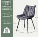 Yaheetech Esszimmerstuhl Gepolsterte Küchenstühle mit Metallbeinen 6er-Set Vertikal Gestepptes Design Bild 4