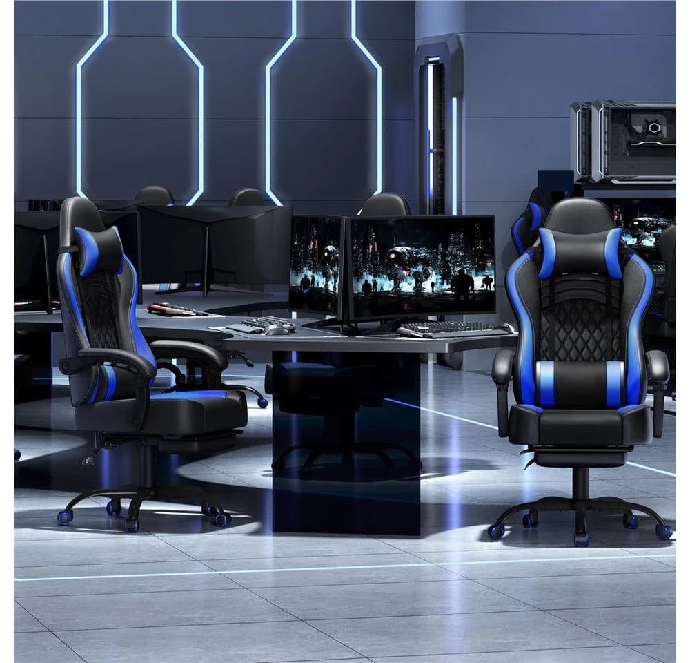 Yaheetech Gaming-Stuhl mit Massagefunktion & Kopfstütze & Fußstütze Ergonomischer PC-Stuhl - Bild 3