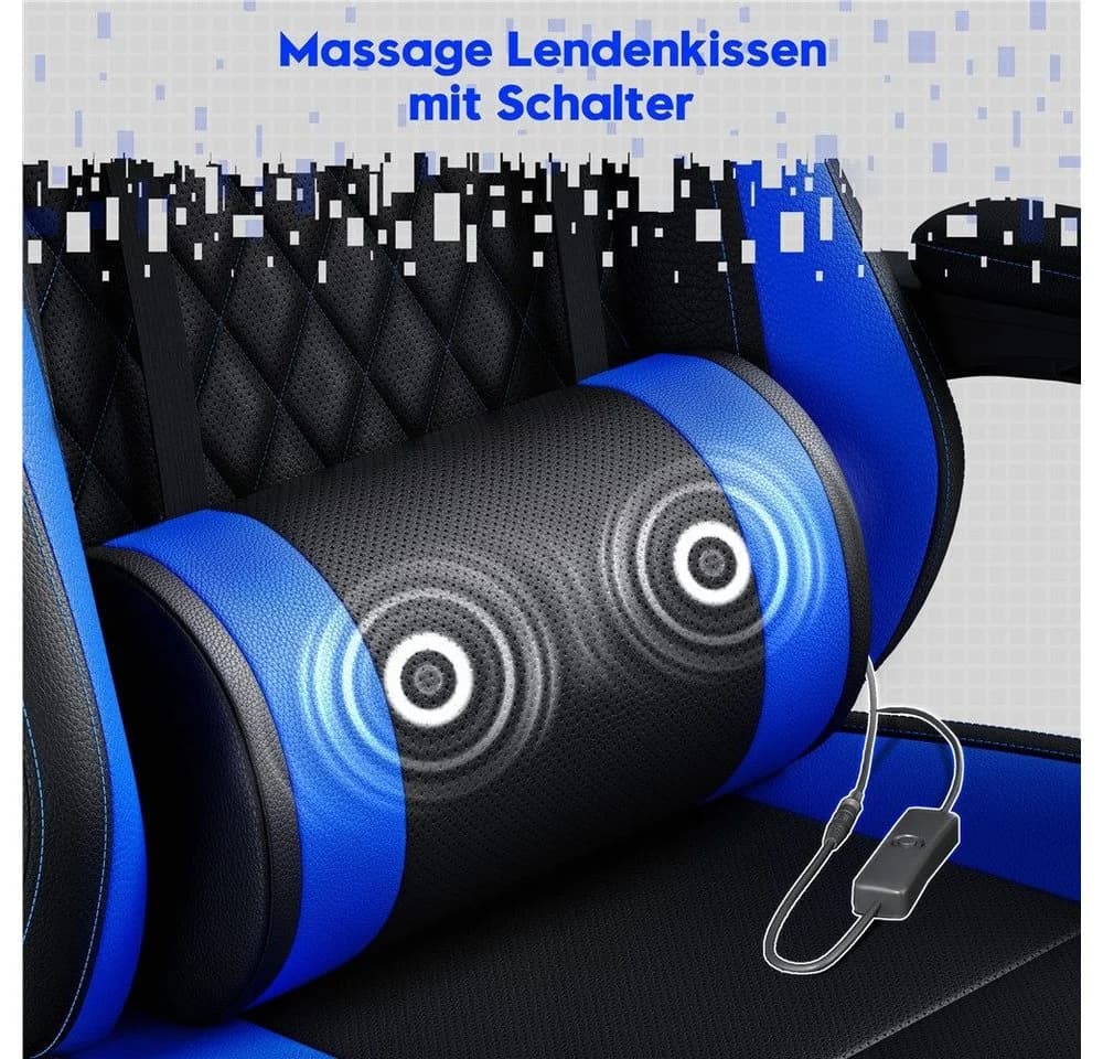 Yaheetech Gaming-Stuhl mit Massagefunktion & Kopfstütze & Fußstütze Ergonomischer PC-Stuhl - Bild 5