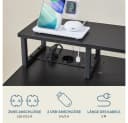 Yaheetech L-förmiger Computertisch Schwarz mit Monitorhalterung & Steckdose Bild 5