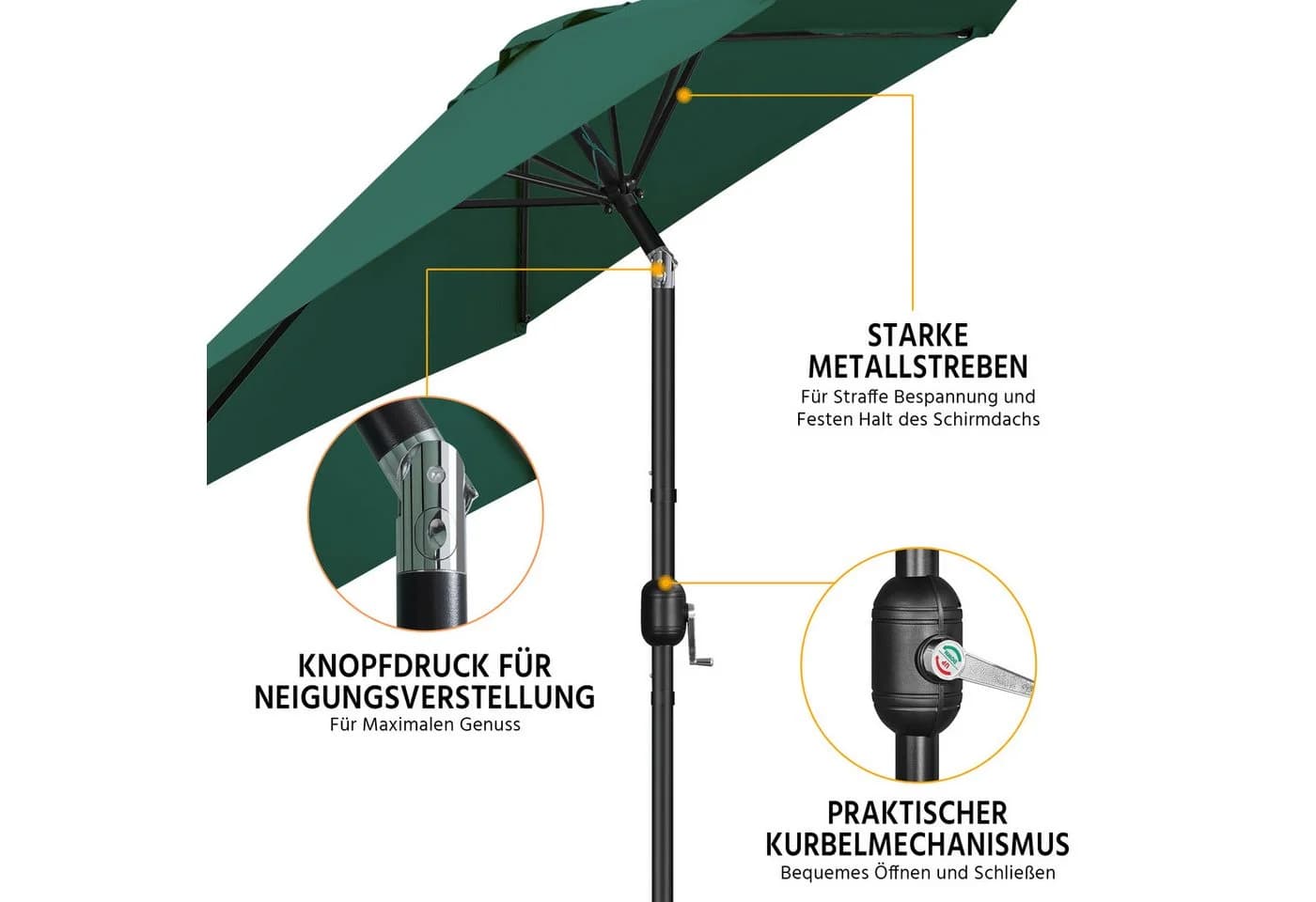 Yaheetech Sonnenschirm 269 cm Garten- und Marktschirm - Bild 5
