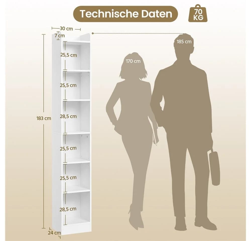 Modernes Bücherregal aus Holz in Schwarz und Weiß - Bild 5
