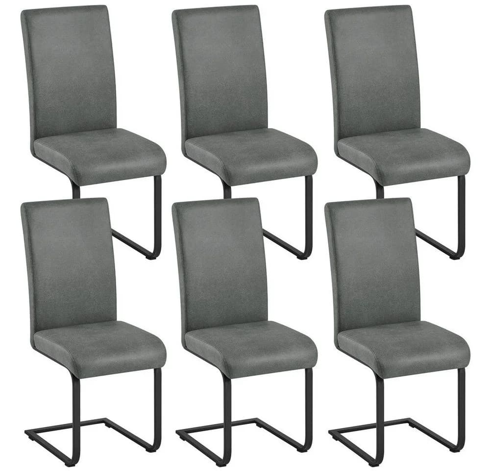 Yaheetech Esszimmerstuhl 6er Set Grau Ergonomische Rückenlehne - Bild 2