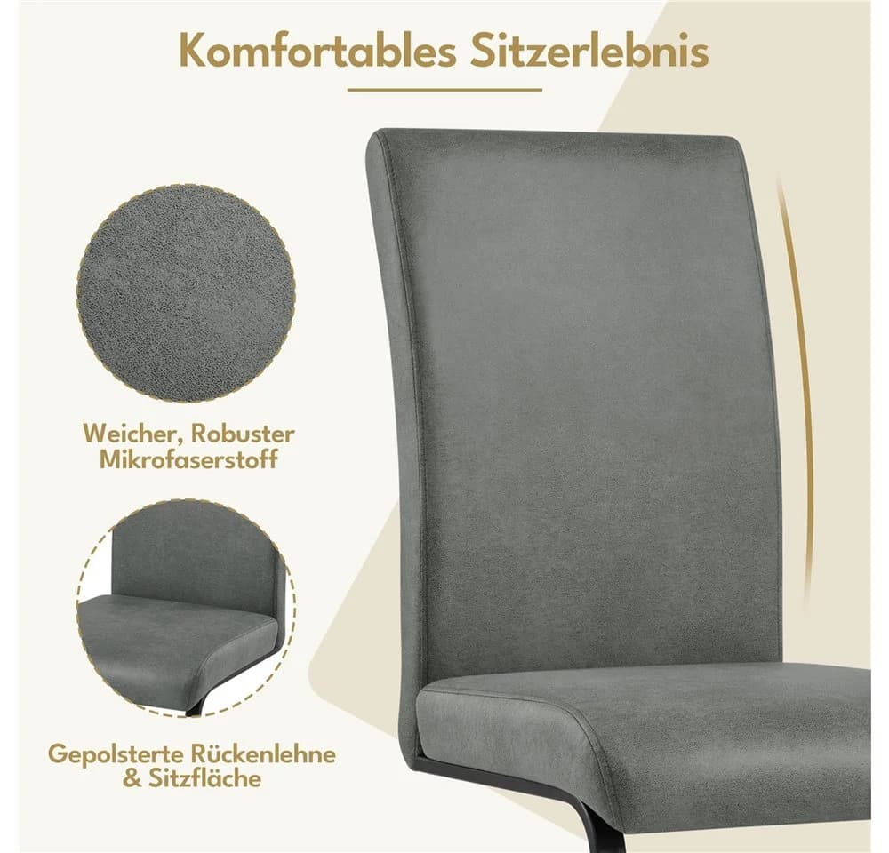 Yaheetech Esszimmerstuhl 6er Set Grau Ergonomische Rückenlehne - Bild 5