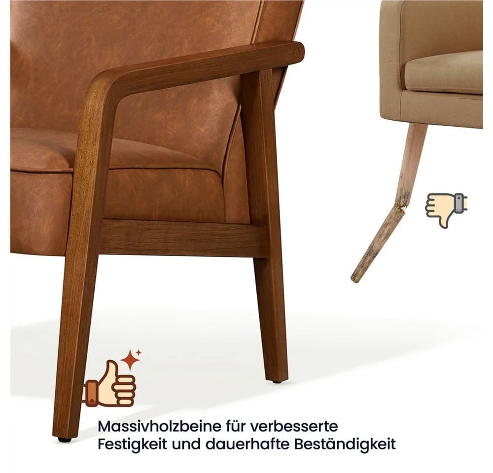 Yaheetech Loungesessel Polsterstuhl Fernsehsessel TV-Sessel Lesesessel Einzelsofa - Bild 5