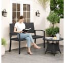 Yaheetech Gartenbank PE-Rattan Schwarz mit Armlehnen Bild 1
