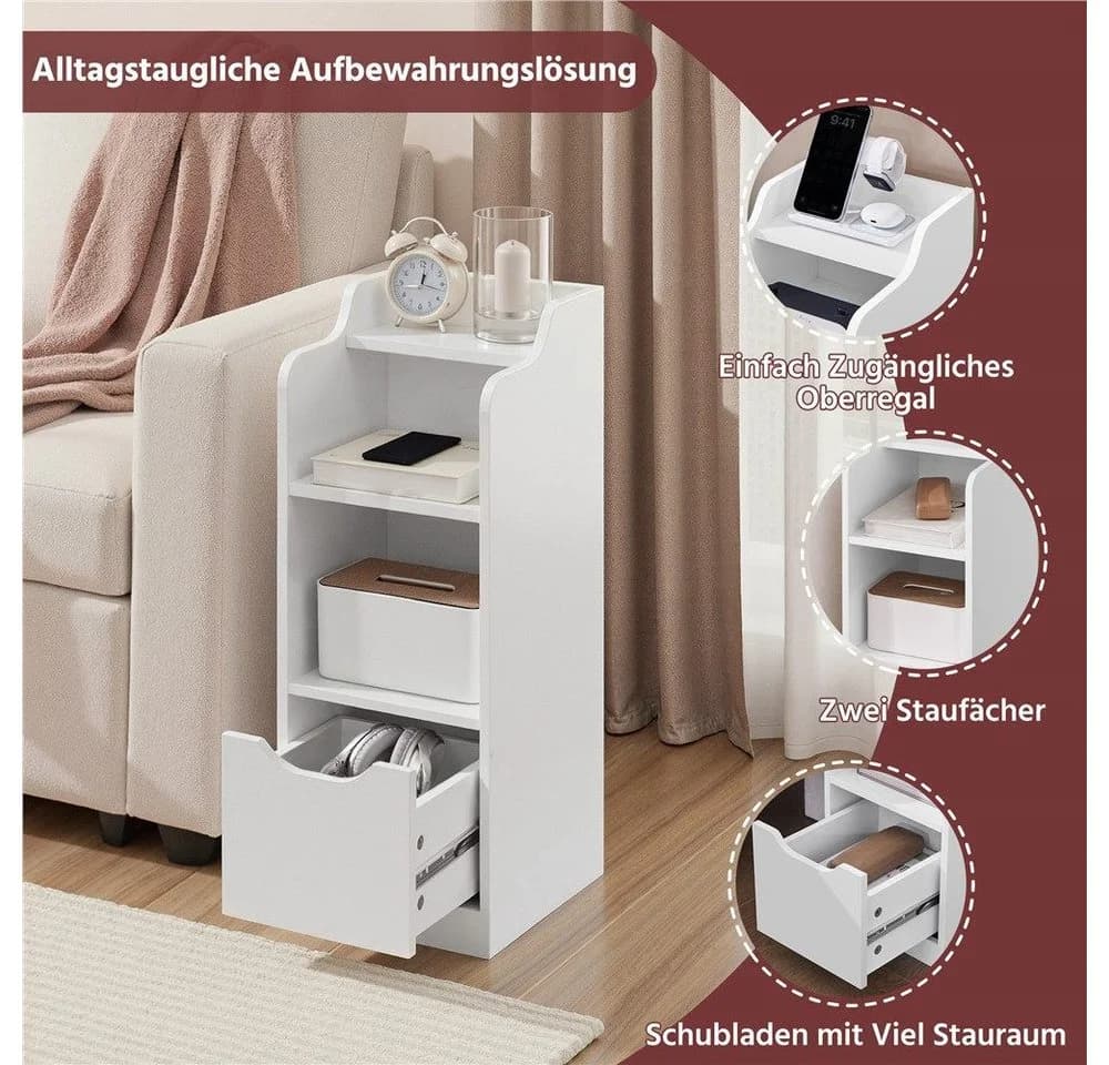 Yaheetech Nachttisch Beistelltisch Weiß 30x25x65 cm - Bild 5