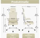 Yaheetech Bürostuhl Beige mit verstellbarer Kopfstütze und klappbaren Armlehnen Bild 4
