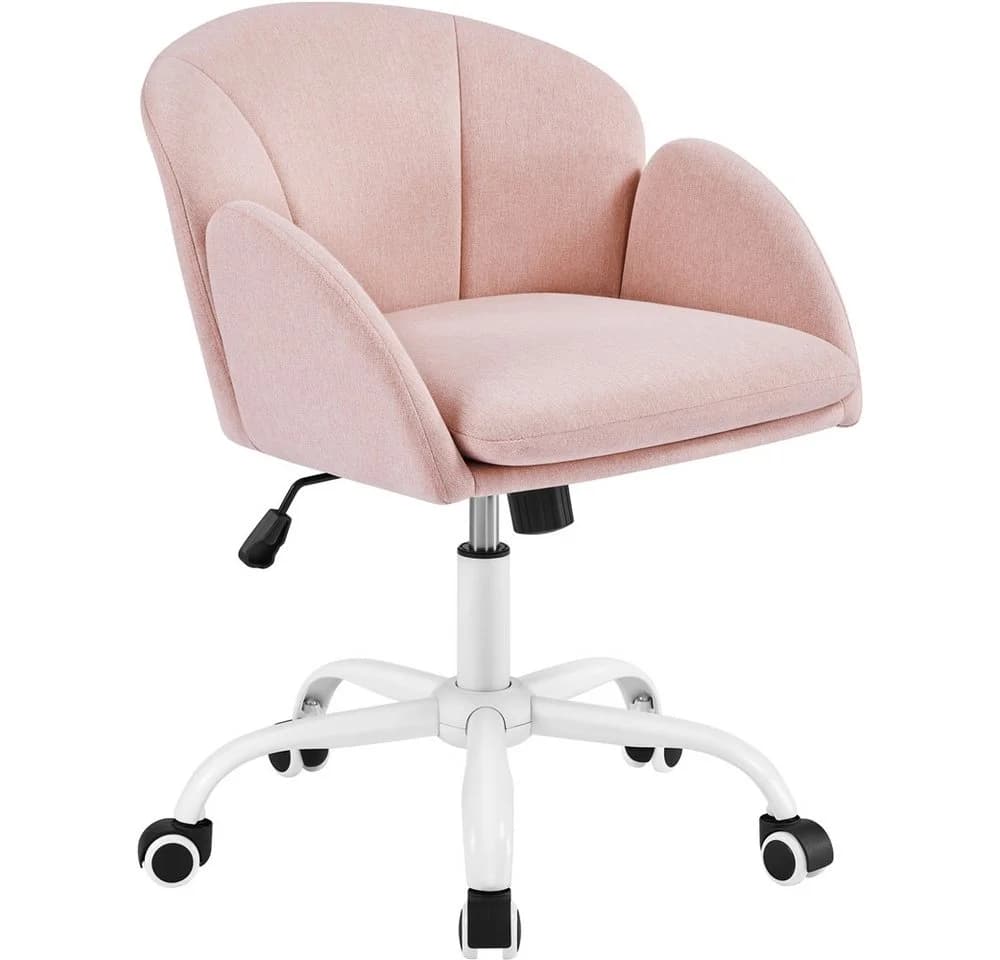 Yaheetech Drehstuhl mit Armlehnen und Rollen, Blütenblattform Rosa - Bild 2