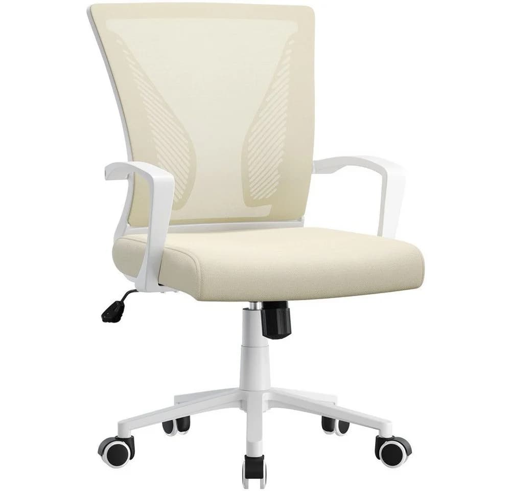 Yaheetech Bürostuhl Beige Mesh Höhenverstellbar mit Wippfunktion - Bild 2