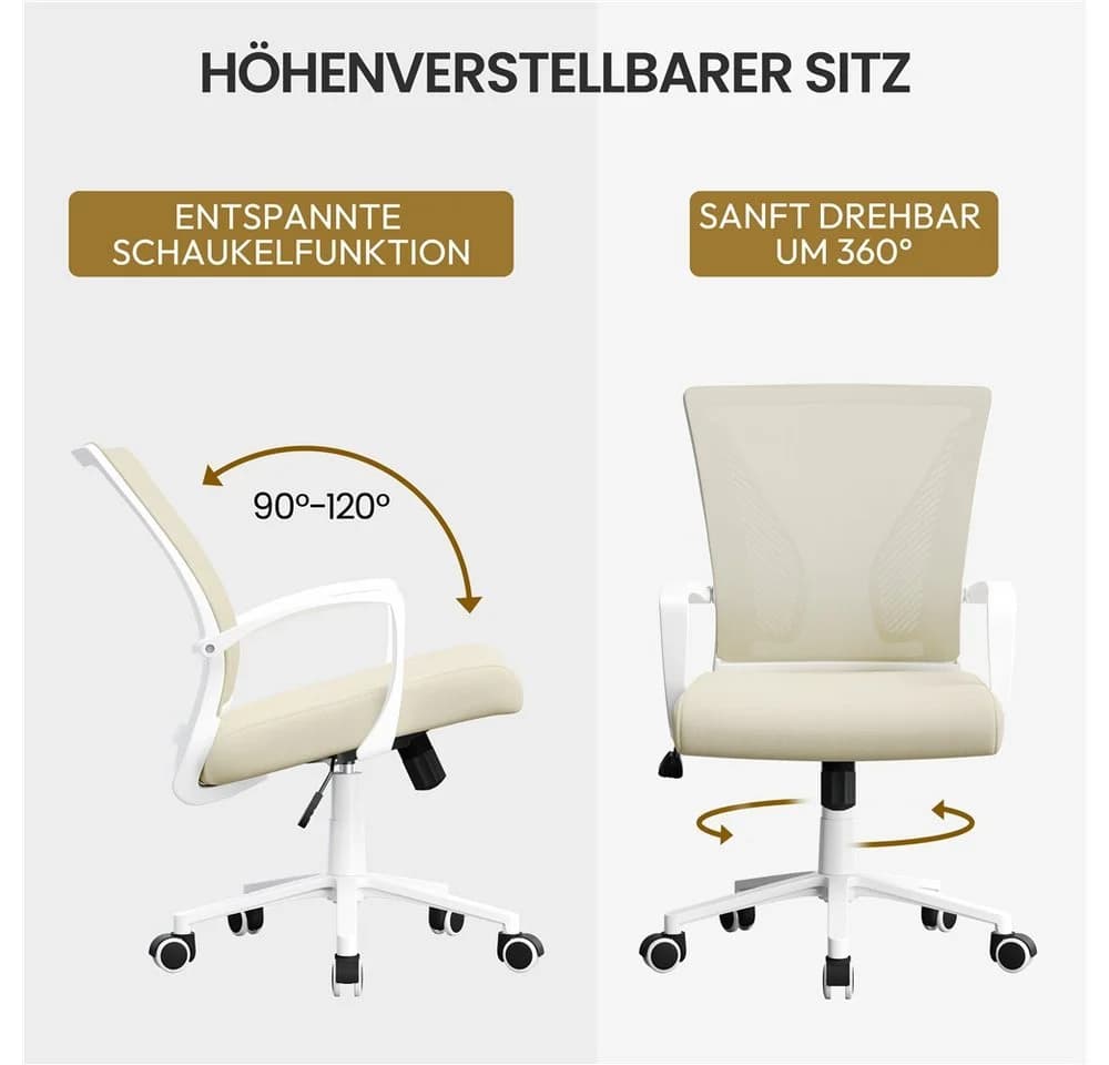 Yaheetech Bürostuhl Beige Mesh Höhenverstellbar mit Wippfunktion - Bild 5