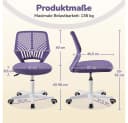 Yaheetech Bürostuhl Höhenverstellbar Helllila ohne Armlehnen Bild 4