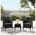 Yaheetech Gartenstuhl 2er-Set PE-Rattan Schwarz Grau Bild 3