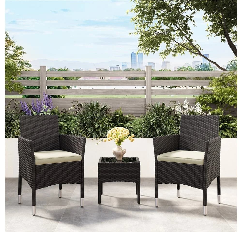 Yaheetech Gartenstuhl 2er Set PE-Rattan mit Kissen - Bild 3