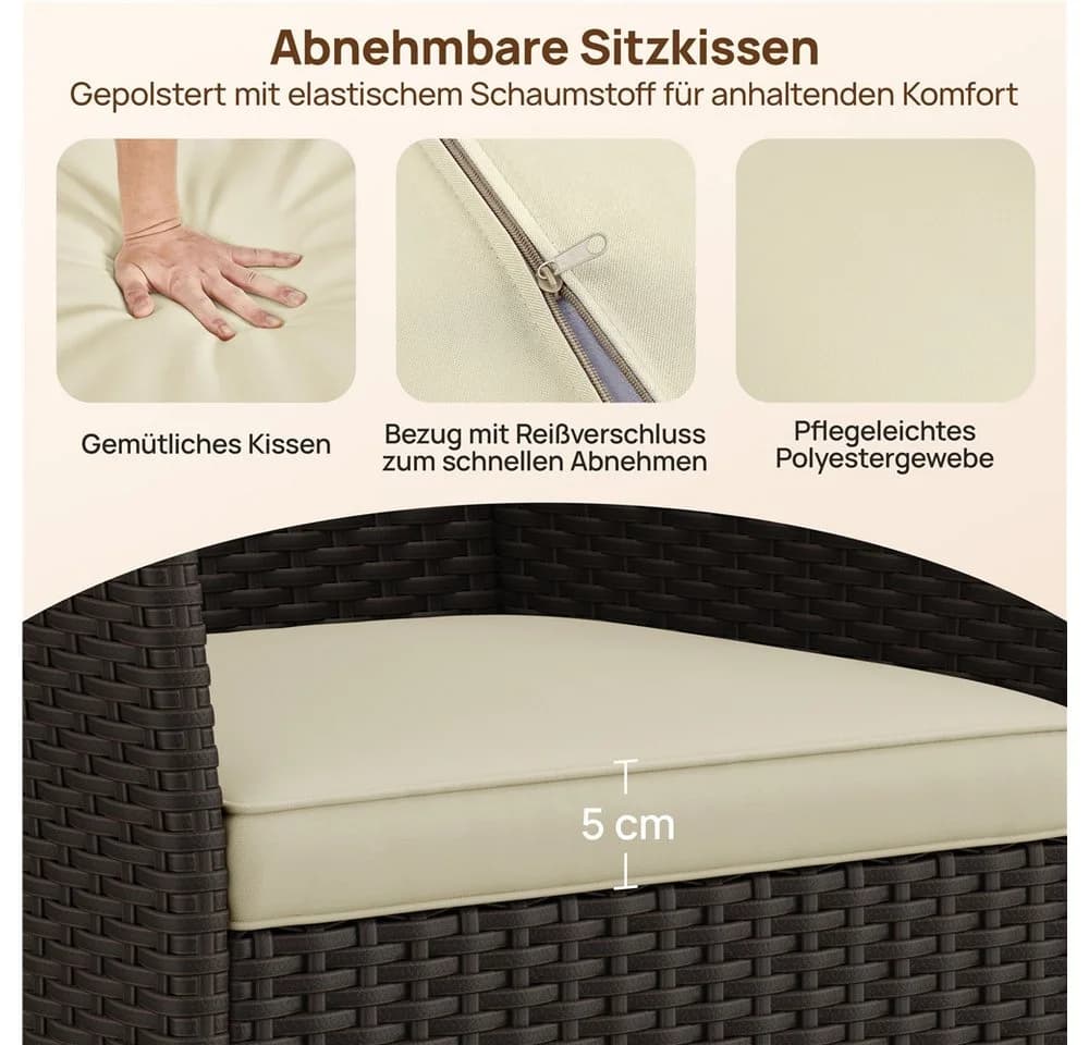 Yaheetech Gartenstuhl 2er Set PE-Rattan mit Kissen - Bild 5