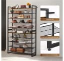 Yaheetech Schuhregal 10-stufig stapelbar Metall rustikal-braun Bild 5