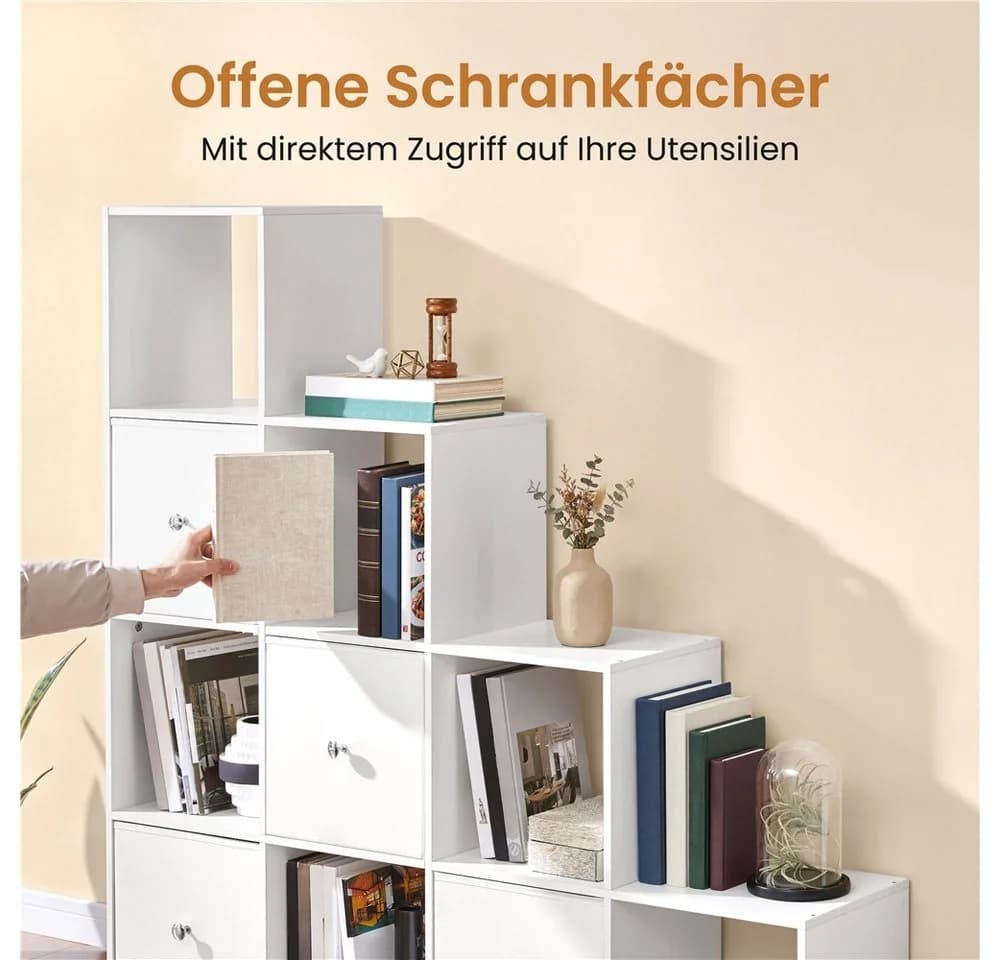 Yaheetech L-Förmiges Bücherregal Weiß 10 Fächer mit Körben - Bild 5