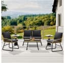 Yaheetech Gartenlounge-Set 4-tlg. Braun/Schwarz PE-Rattan mit Kissen Bild 1
