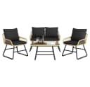 Yaheetech Gartenlounge-Set 4-tlg. Braun/Schwarz PE-Rattan mit Kissen Bild 2