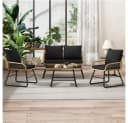 Yaheetech Gartenlounge-Set 4-tlg. Braun/Schwarz PE-Rattan mit Kissen Bild 3