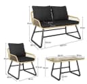 Yaheetech Gartenlounge-Set 4-tlg. Braun/Schwarz PE-Rattan mit Kissen Bild 4