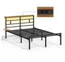 Yaheetech Metallbett mit LED-Beleuchtung & Ladestation Bild 2