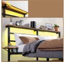 Yaheetech Metallbett mit LED-Beleuchtung & Ladestation Bild 3