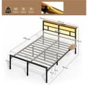Yaheetech Metallbett mit LED-Beleuchtung & Ladestation Bild 4