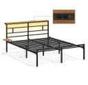 Yaheetech Metallbett mit LED-Beleuchtung & Ladestation Bild 2