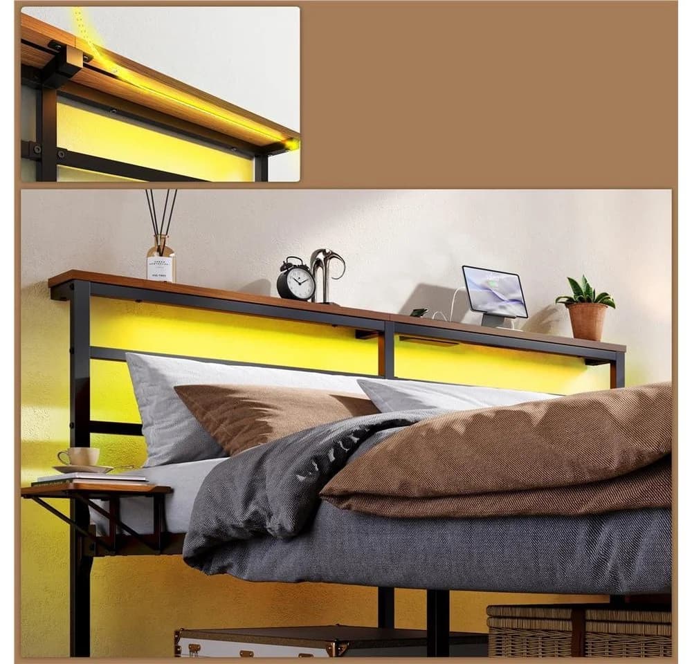 Yaheetech Metallbett mit LED-Beleuchtung & Ladestation - Bild 3