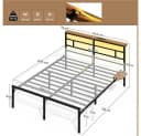 Yaheetech Metallbett mit LED-Beleuchtung & Ladestation Bild 4