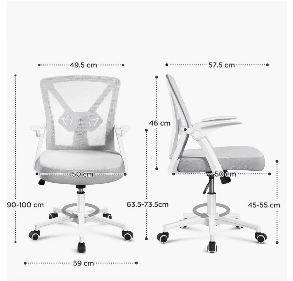 Yaheetech Bürostuhl mit Mesh-Rücken & Klapparmlehnen - Bild 4