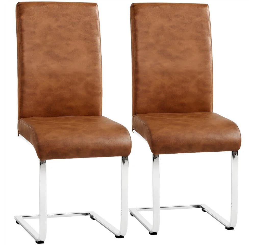 Yaheetech Esszimmerstuhl 2er Set Rustikal-Braun mit ergonomischer Rückenlehne - Bild 2