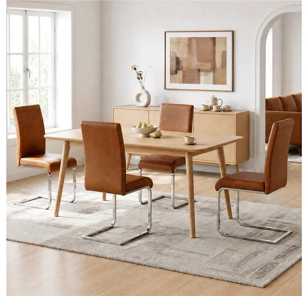 Yaheetech Esszimmerstuhl 2er Set Rustikal-Braun mit ergonomischer Rückenlehne - Bild 3