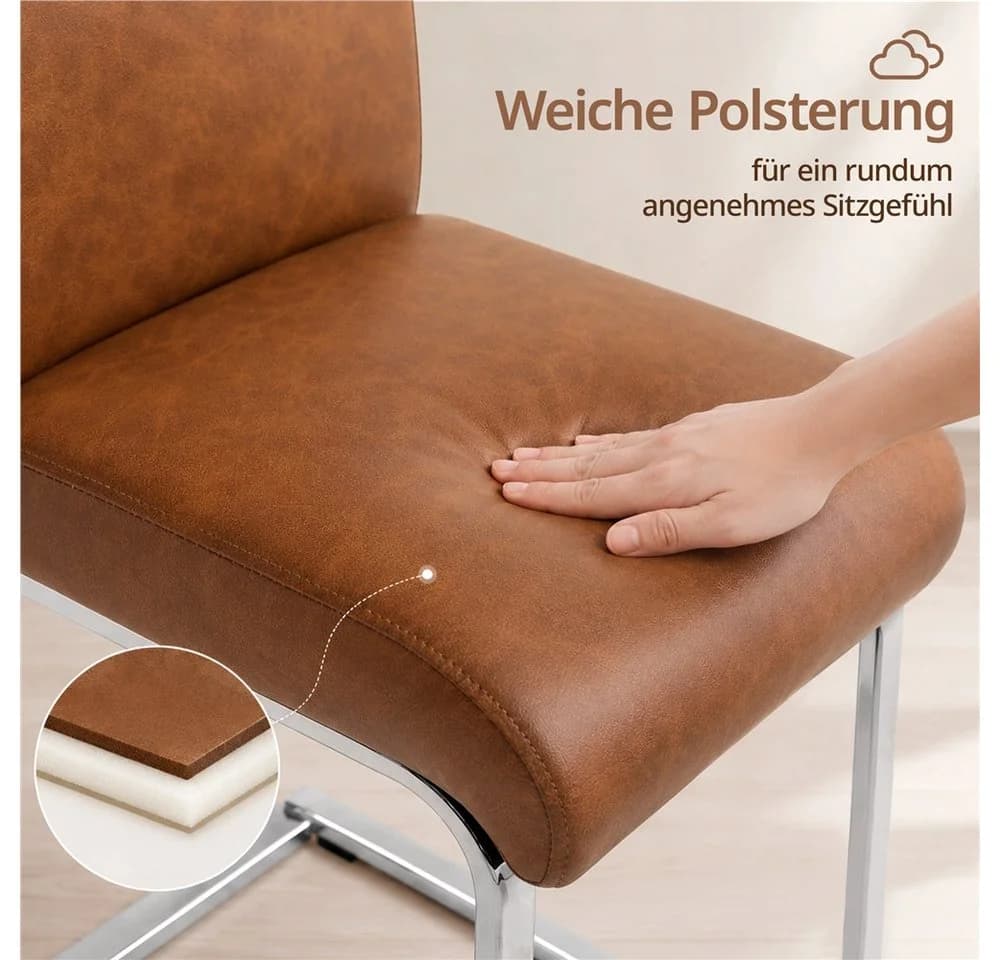 Yaheetech Esszimmerstuhl 2er Set Rustikal-Braun mit ergonomischer Rückenlehne - Bild 5