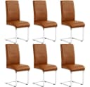 Yaheetech Esszimmerstuhl 6er Set Kunstleder Braun Ergonomische Rückenlehne Bild 2