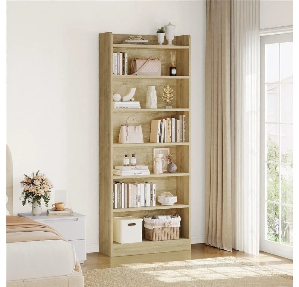 Yaheetech Bücherregal Standregal 7 Ebenen Helle Eiche